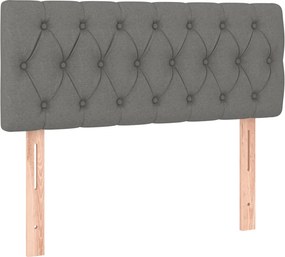 vidaXL Κρεβάτι Boxspring με Στρώμα Σκούρο Γκρι 90x190 εκ. Υφασμάτινο