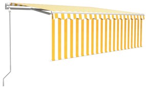 vidaXL Τέντα Συρόμενη Αυτόματη με Σκίαστρο Κίτρινο/Λευκό 4,5 x 3 μ.