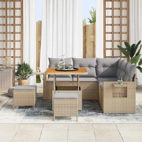 vidaXL Σετ Καναπέ Κήπου 8 pcs Μπεζ συνθετικό ρατάν