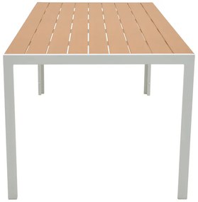 Τραπέζι Nares pakoworld αλουμίνιο λευκό-plywood φυσικό 180x90x72.5εκ