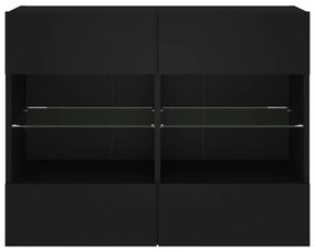vidaXL Έπιπλο Τοίχου Τηλεόρασης με LED Μαύρο 78,5x30x60,5 εκ.