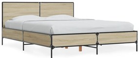 vidaXL Πλαίσιο Κρεβατιού Sonoma Δρυς 120x200 εκ. Επεξ. Ξύλο &amp; Μέταλλο