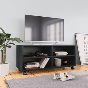 Έπιπλο Τηλεόρασης με Ρόδες Μαύρο 90x35x35 εκ. από Μοριοσανίδα - Μαύρο