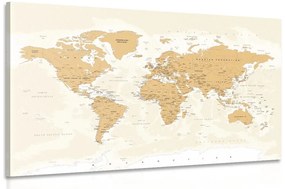 Εικόνα του παγκόσμιου χάρτη με vintage πινελιά - 90x60