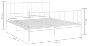 vidaXL Πλαίσιο Κρεβατιού Λευκό 200 x 200 εκ. Μεταλλικό