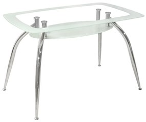 Τραπέζι ArteLibre HALTIA Λευκό/Διάφανο/Χρώμιο Γυαλί/Μέταλλο 120x75x75cm