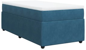 vidaXL Κρεβάτι Boxspring με Στρώμα Σκούρο Μπλε 90x200 εκ. Βελούδινο
