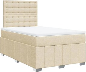 vidaXL Κρεβάτι Boxspring με Στρώμα Κρεμ 120x190 εκ. Υφασμάτινο