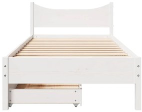 vidaXL Πλαίσιο Κρεβατιού με Συρτάρια Λευκό 90x200εκ. Ξύλο Πεύκου