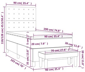 Κρεβάτι Boxspring με Στρώμα Σκούρο Πράσινο 90x190 εκ. Βελούδινο - Πράσινο