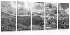 Εικόνα 5 τμημάτων μαγευτικό ορεινό τοπίο σε ασπρόμαυρο - 200x100