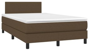 Κρεβάτι Boxspring με Στρώμα &amp; LED Σκ.Καφέ 120x200 εκ Υφασμάτινο - Καφέ