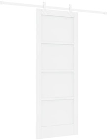vidaXL Συρόμενη Πόρτα  με Σετ Εξαρτημάτων Λευκή 78x202 εκ. Συμπαγές Ξύλο Πεύκου