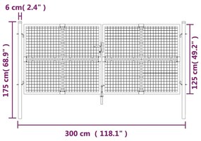 Πόρτα Περίφραξης με Πλέγμα Ανθρακί 300x175 εκ. Γαλβαν. Χάλυβας - Ανθρακί