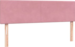 vidaXL Κρεβάτι Boxspring με Στρώμα &amp; LED Ροζ 160x210 εκ. Βελούδινο