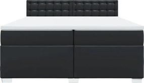 vidaXL Κρεβάτι Boxspring με Στρώμα Μαύρο 200x200 εκ. Συνθετικό Δέρμα