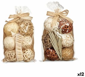 Set of Decorative Balls Λευκό Καφέ (12 Μονάδες)