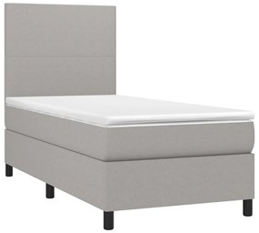vidaXL Κρεβάτι Boxspring με Στρώμα &amp; LED Αν.Γκρι 80x200 εκ. Υφασμάτινο