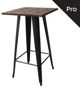 RELIX Wood Τραπέζι Bar-Pro, Μέταλλο Βαφή Antique Black, Απόχρωση Ξύλου Dark Oak  60x60x102cm [-Καρυδί-, -Μαύρο-] [-Μέταλλο-, -Ξύλο-] Ε5197,10