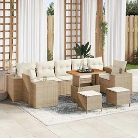 vidaXL Σετ Καναπέ Κήπου 10 pcs Μπεζ συνθετικό ρατάν