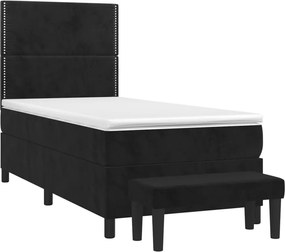 vidaXL Κρεβάτι Boxspring με Στρώμα Μαύρο 90x200 εκ. Βελούδινο