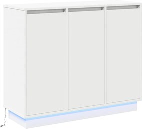 vidaXL Πλευρικό Τραπέζι LED Λευκό 90 x 32 x 75 εκ. Επεξεργασμένο ξύλο