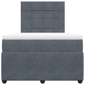 vidaXL Κρεβάτι Boxspring με Στρώμα Σκούρο Γκρι 120x200 εκ. Βελούδινο