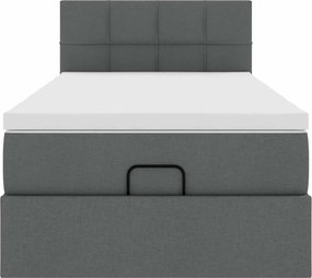 vidaXL Οθωμανικό κρεβάτι με στρώμα σκούρο γκρι 90x200cm ύφασμα