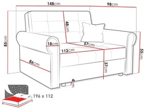 Καναπές κρεβάτι Columbus 128, Αριθμός θέσεων: 2, Αποθηκευτικός χώρος, 85x148x98cm, 57 kg, Πόδια: Μέταλλο, Έπιπλα ήδη συναρμολογημένα, Ξύλο: Πεύκο