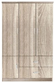 WOODWELL Ε8385,2CLOSET Ντουλάπα Τετράφυλλη, 5 Ράφια, 2 Συρτάρια, Θέσεις για Κρεμάστρες, Απόχρωση Sonoma 120x50x180cm Ε8385,2