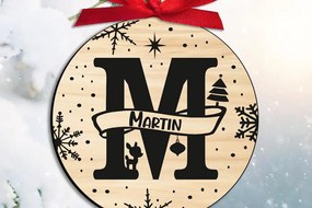 Σετ των 3 Intra απο ξύλο plywood 3mm-4mm πάχος Χριστουγεννιάτικο γράμμα Μ Μονόγραμμα Στολίδι Δίασταση 8x8 cm INTRAFABR-109299525