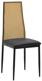 Chair Laspire Inart black-natural pu-rattan 40x49x96cm 40x49x96 εκ.