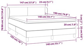vidaXL Κρεβάτι Boxspring με Στρώμα Ροζ 140x190 εκ. Βελούδινο