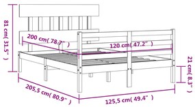 ΠΛΑΙΣΙΟ ΚΡΕΒΑΤΙΟΥ ΜΕ ΚΕΦΑΛΑΡΙ ΜΑΥΡΟ 120X200 ΕΚ. ΜΑΣΙΦ ΞΥΛΟ 3195155