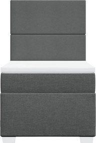 vidaXL Κρεβάτι Boxspring με Στρώμα Σκούρο Γκρι 90x190 εκ. Υφασμάτινο