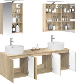 vidaXL Σετ Ντουλαπιών Μπάνιου 5 pcs Sonoma Δρυς Επεξεργασμένο Ξύλο