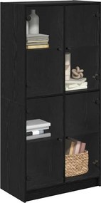vidaXL Highboard Μαύρη Οξυά 68 x 37 x 142 εκ Επεξεργασμένο ξύλο