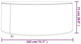 Κάλυμμα Επίπλων Κήπου Στρογγυλό Μαύρο Ø 182x71 εκ. 420D Oxford - Μαύρο