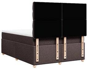 Κρεβάτι Boxspring με Στρώμα Σκούρο Καφέ 160x200 εκ Υφασμάτινο - Καφέ