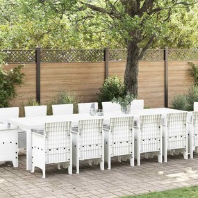 vidaXL Σέτ φαγητού για κήπο 15 pcs Λευκό Rattan Polt