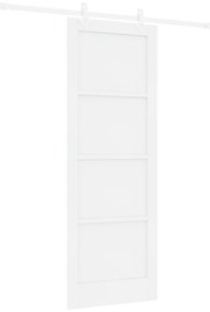vidaXL Συρόμενη Πόρτα  με Σετ Εξαρτημάτων Λευκή 78x211 εκ. Συμπαγές Ξύλο Πεύκο