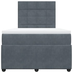 vidaXL Κρεβάτι Boxspring με Στρώμα Σκούρο Γκρι 120x190 εκ. Βελούδινο