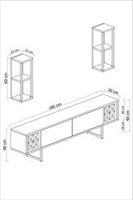 Σύνθεση Τηλεόρασης Ανθρακί / Μαύρο DUES 180x30x18