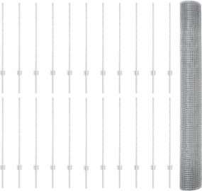 vidaXL Τεντώτο με στήριγμα Ασημί 1 x 50 m Ατσάλι