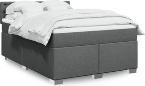 vidaXL Κρεβάτι Boxspring με Στρώμα Σκούρο Γκρι 140x200 εκ Υφασμάτινο
