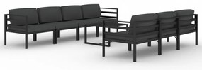 vidaXL Σαλόνι Κήπου 8 Τεμαχίων Ανθρακί Αλουμινίου με Μαξιλάρια