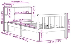 ΚΡΕΒΑΤΙ ΒΙΒΛΙΟΘΗΚΗ ΧΩΡΙΣ ΣΤΡΩΜΑ 90X200 ΕΚ. ΜΑΣΙΦ ΞΥΛΟ ΠΕΥΚΟΥ 3321686