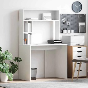 vidaXL Γραφείο με ράφι Λευκό 91 x 50 x 149 εκ Επεξεργασμένο ξύλο