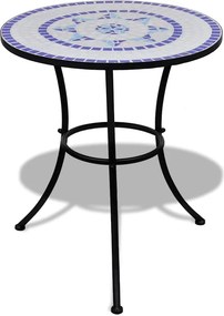 vidaXL Σετ Επίπλων Bistro 3 Τεμαχίων Μπλε / Λευκό με Κεραμικά Πλακίδια