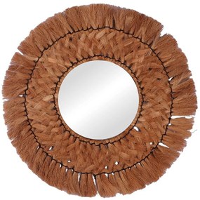 Καθρέπτης Τοίχου Ailan 337-000014 Φ60x8cm Natural Inart Ψάθα